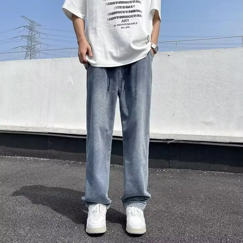 

Свободные прямые джинсы с ретро-звездным узором, мужские повседневные широкие длинные брюки, осень-зима, большие размеры 300, сум