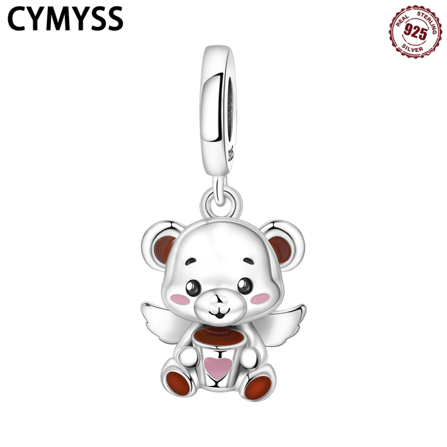 

CYMYSS 2025 New S925 Sterling Silver Angel Animal Bear Coffee Wing Pendant Boutique Birthday Party Jewelry Gift Women Pendant