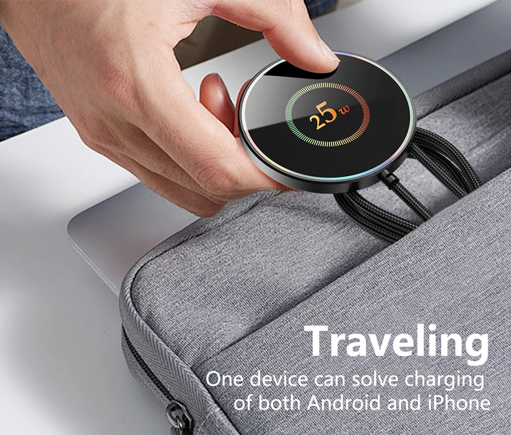 25W Magnetic Wireless Charger Compatible with Apple iPhone 17/16/15, Samsung, Xiaomi Phones, Car, Bedside, Desktop Wireless Indu