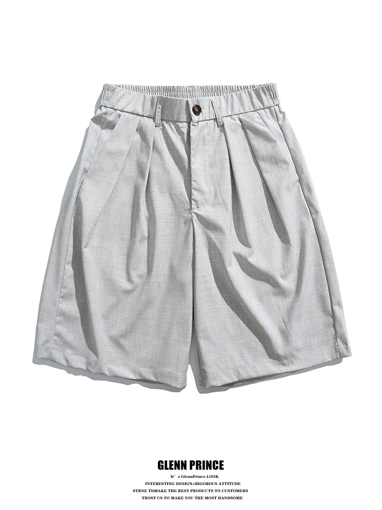 

Мужские летние рабочие брюки в японском ретро-стиле, свободного кроя, с эластичным поясом, плиссированные, повседневные, из смесового полиэстера