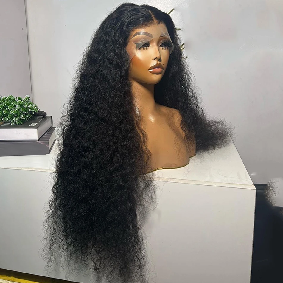 Natural Black Soft Glueless 28“Long 180Density Kinky Curly Lace Front Wig For Women With BabyHair Preplucked Daily Cosplay