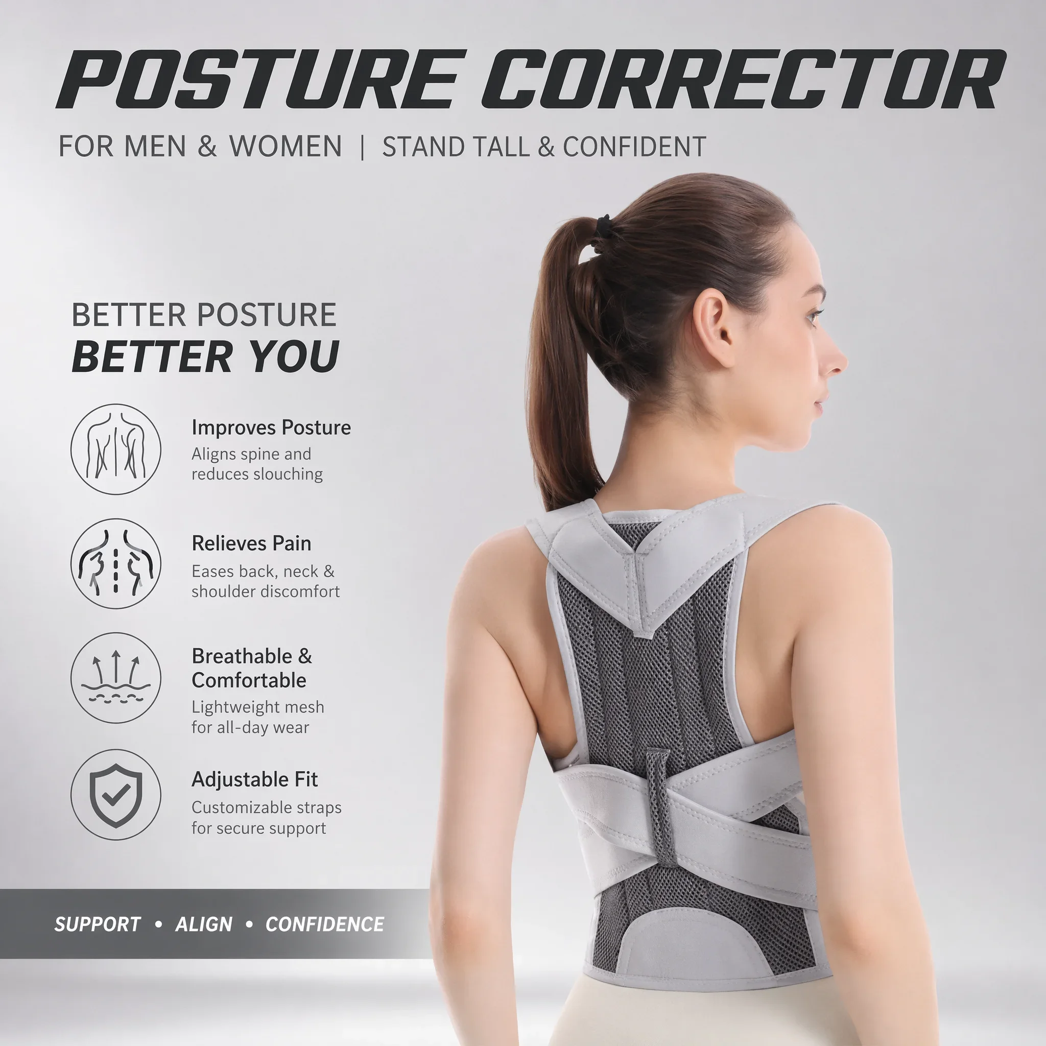 New Design Humpback Girdle Keel Upper Back Strap Brace Shoulder Posture Corrector Scoliosis Spine Support Lumbar Orthopedic Belt