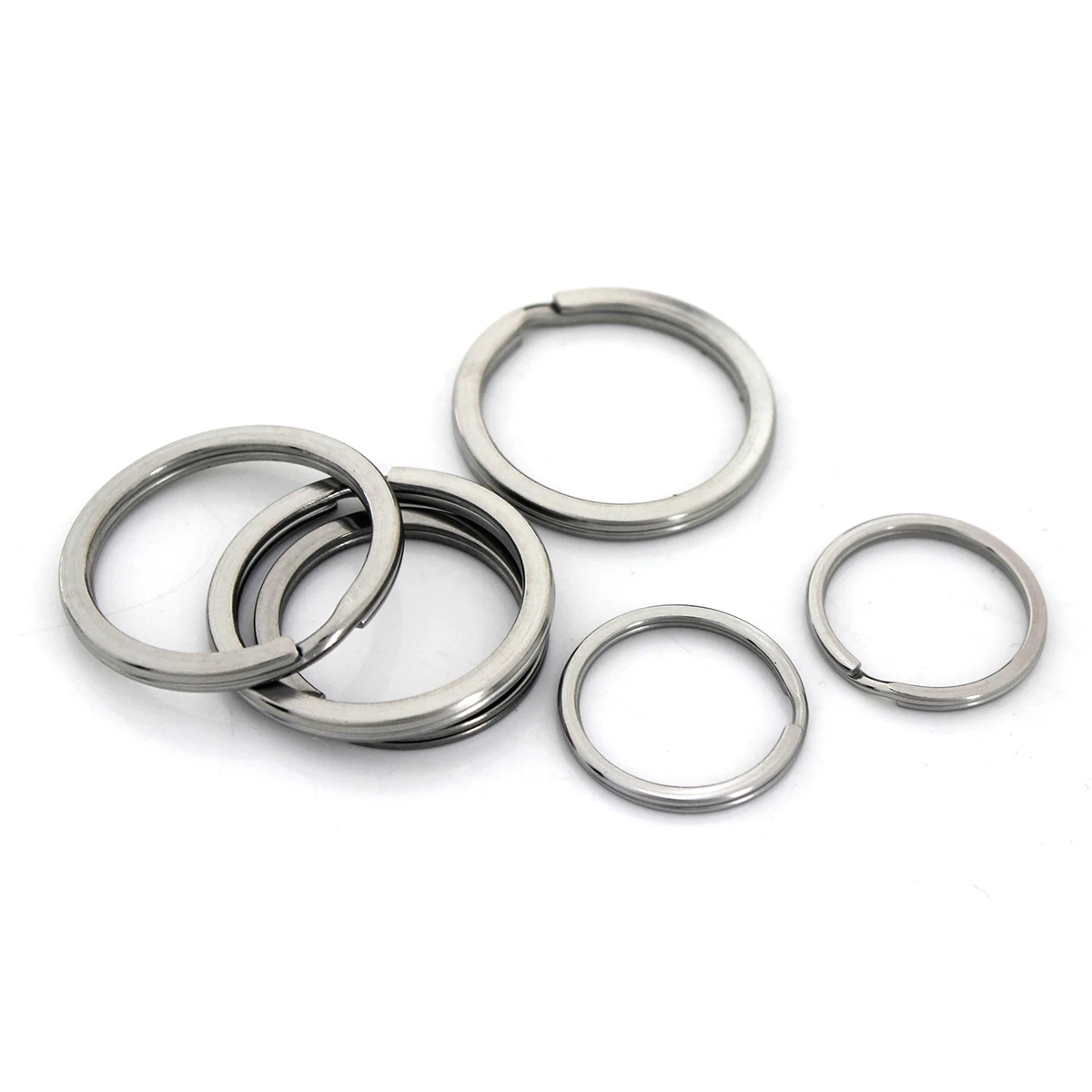 Picture 7: 5pcs Stainless Steel Split Rings Flat-wire Double Loop Keyring O Ring 15-38mm Keychain Keys Holder DIY Hardware Accessories