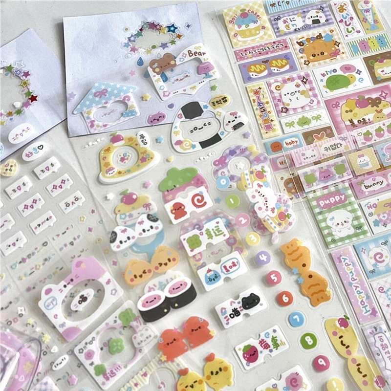 8pcs Set Korean Ins Cute Cartoon Cut Film Sticker for Phone Camera Luggage Journal Sticker Kawaii Decoration Sticker Gift