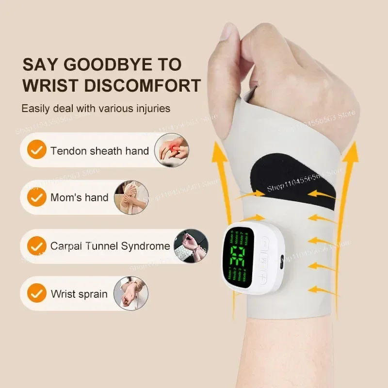 

New 8-Mode Electric Hand Massager with Vibration, 32 Levels, Rechargeable Wrist Brace Protector, Wrist Wrap Massage Device