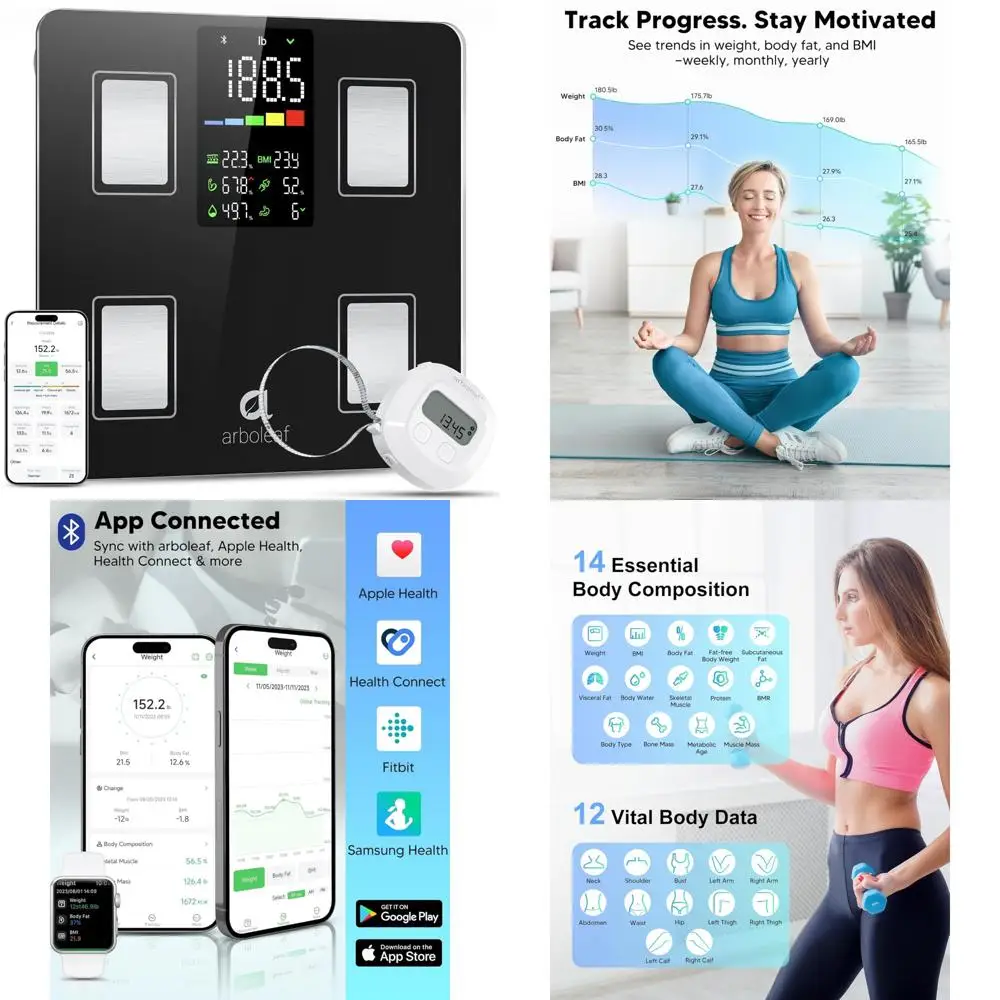 

Body Fat Measuring Tape and Digital Bluetooth Smart Scale for Accurate Weight and Body Composition Tracking