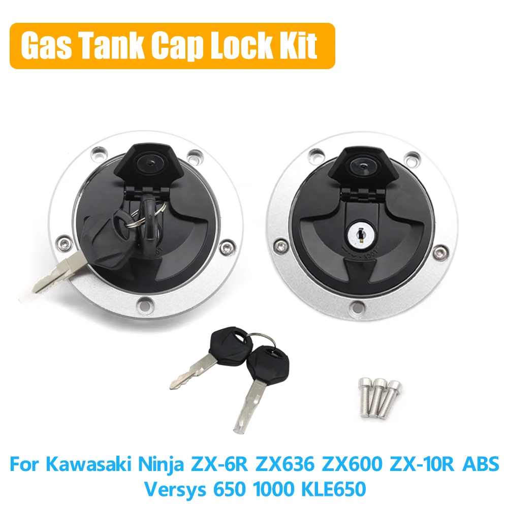 

For Kawasaki Ninja ZX-6R ZX636 ZX600 ZX-10R ABS Versys 650 1000 KLE650 ER400 ER-4N Motorcycle Fuel Gas Cap Seat Lock Key Set