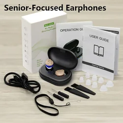Volume Boost Comfort Portable Elderly Earphones In-Ear Invisible Magnetic Rechargeable Noise-Canceling Earbuds For Seniors Gift