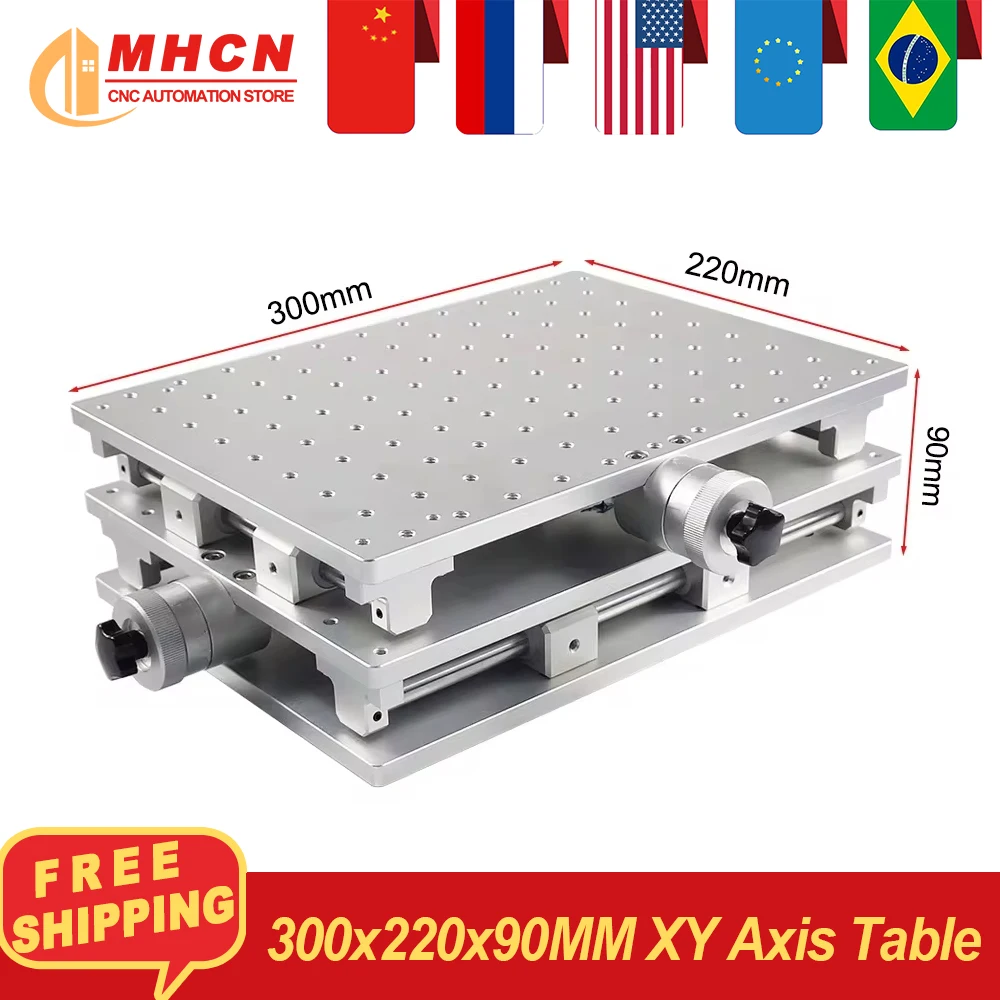 300x220x90MM XY axis 2 Axis Manual Motion Stage Moving Table XY Table for Fine Adjustment Laser Marking Engraving Machine