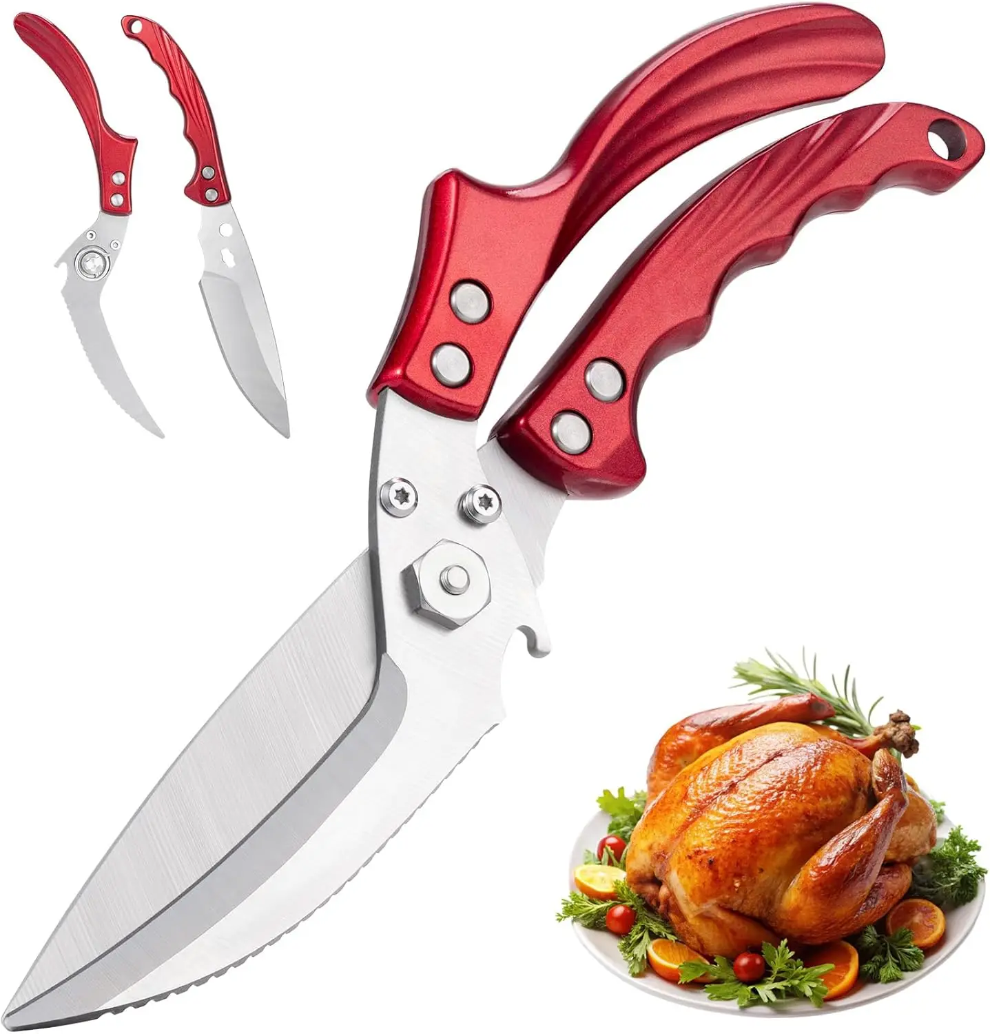 

Heavy-Duty Kitchen Shears – Stainless Steel, Multi-Purpose for Meat, Poultry & More (Red)