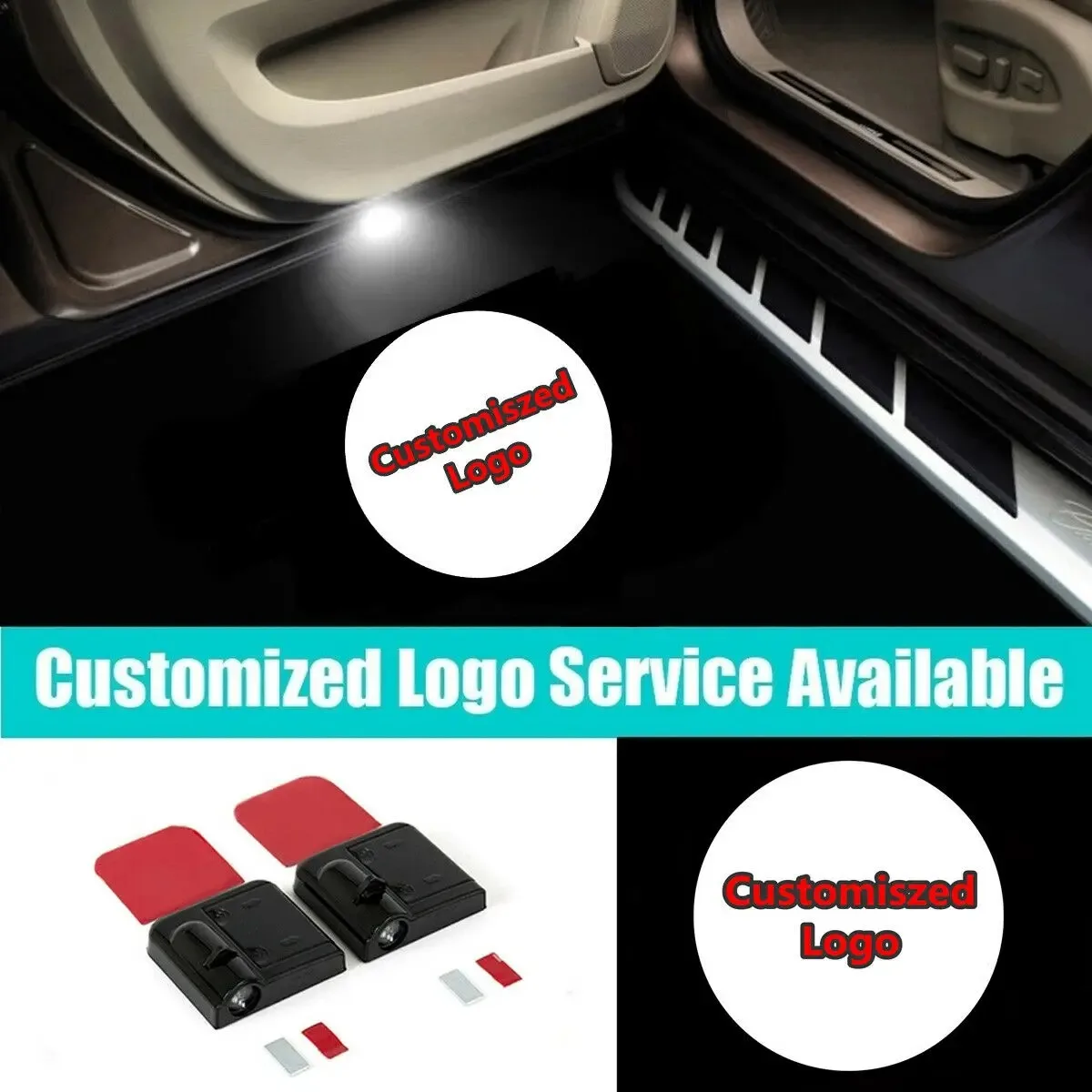 1/2x Universal Custom Logo Wired/Wireless Car Door Led Welcome Light Laser Projector for All Cars Motorcycle Model view 4