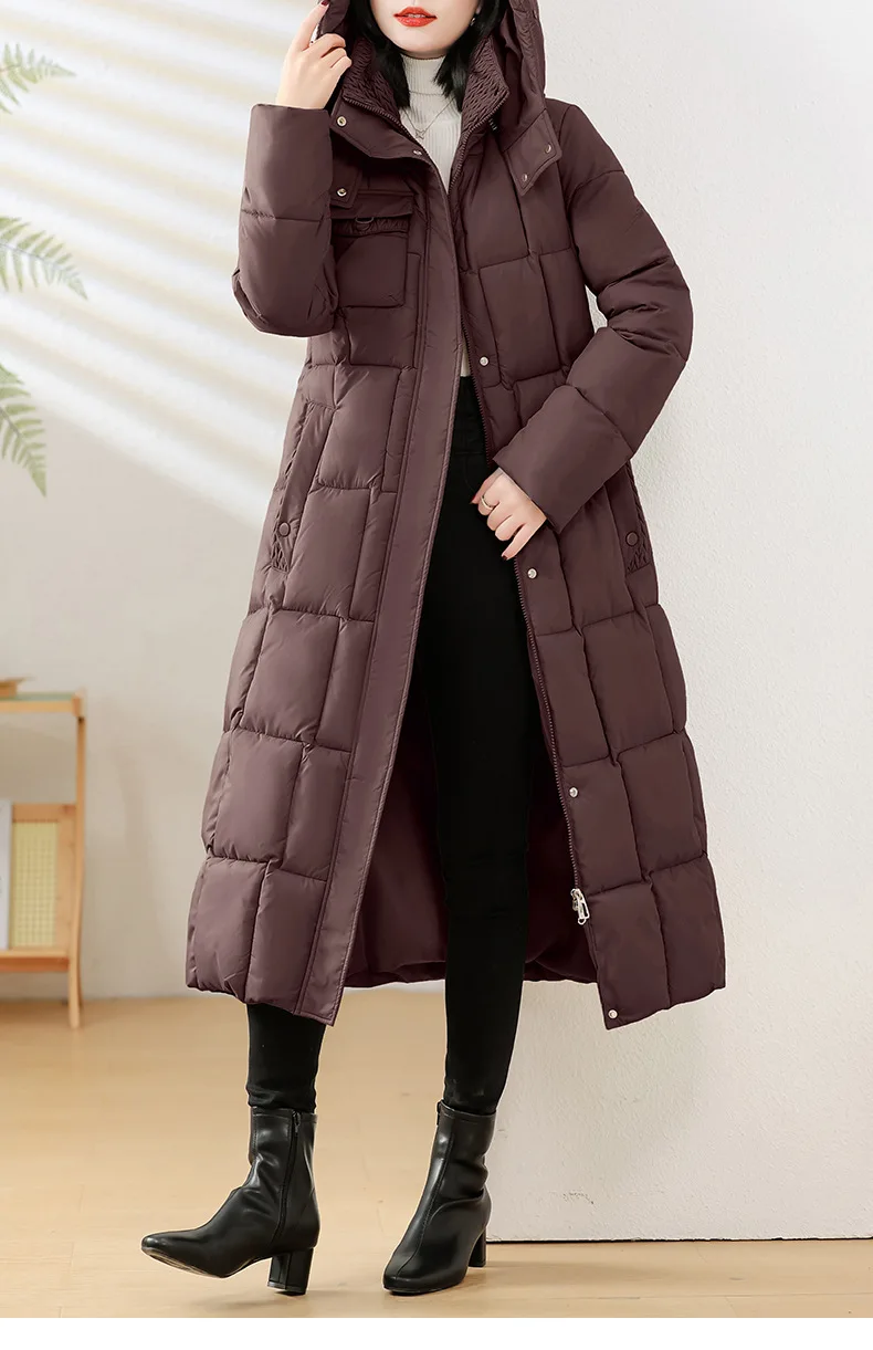 

Women's 2026 Winter New Korean Cotton-padded Clothes Over The Knee Long Styles Parkas Female Thicken Warm Thick Outerwear