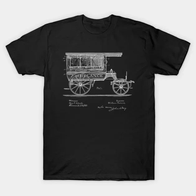 

Funny Novelty Ambulance Vintage Patent Drawing T-Shirt 100% Cotton O-Neck Summer Short Sleeve Casual Mens T-shirt Size S-3XL