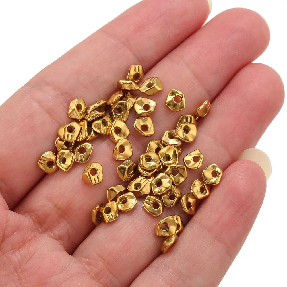 10pcs Stainless Steel Irregular Spacer Loose Beads For Bracelet Making Supplies DIY Separators Beads Jewelry Making Findings