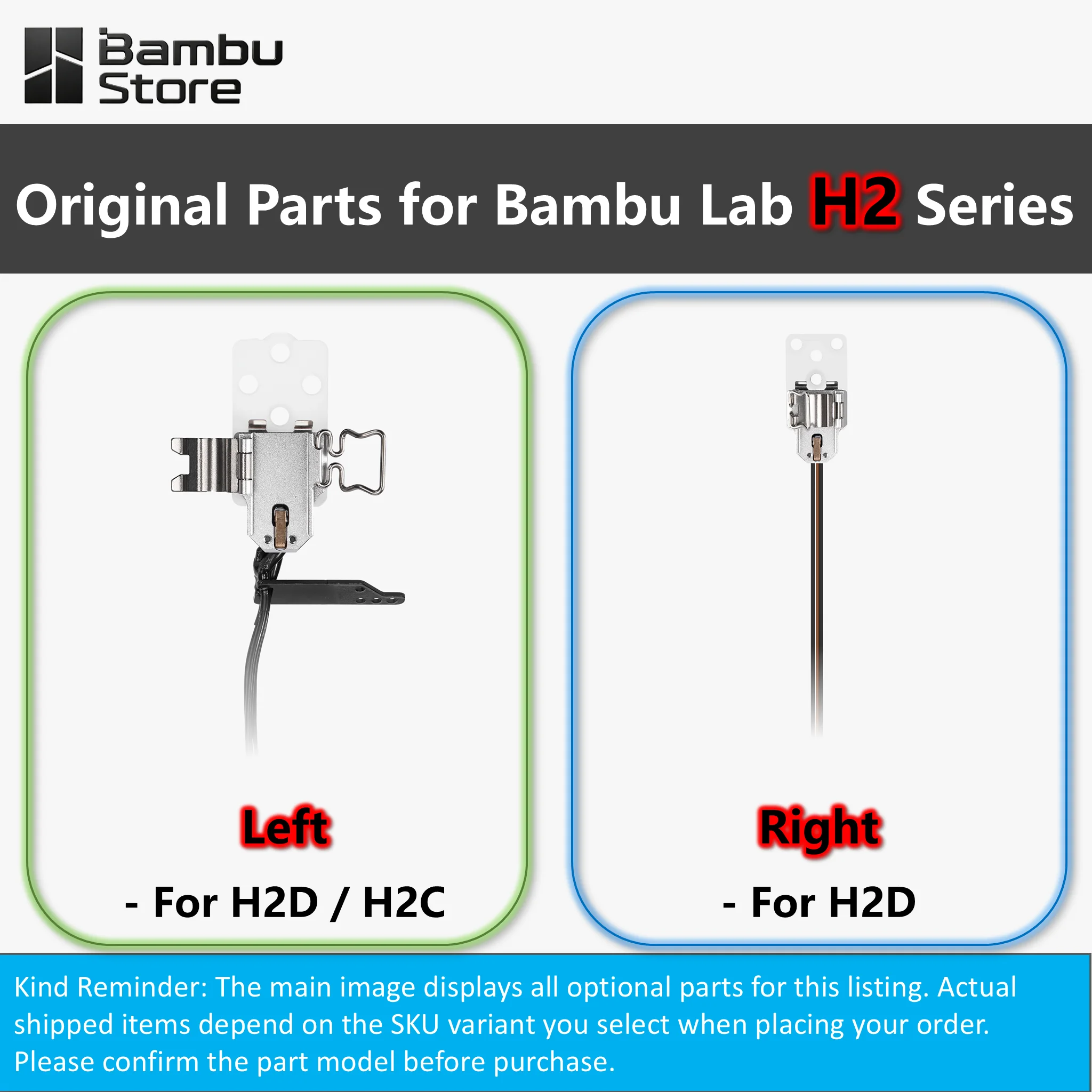 Original Bambu Lab H2D/H2C Left Right Hotend Heating Assembly, Quick Swap Heating Block or Hotend Heater, 3D Printer Parts