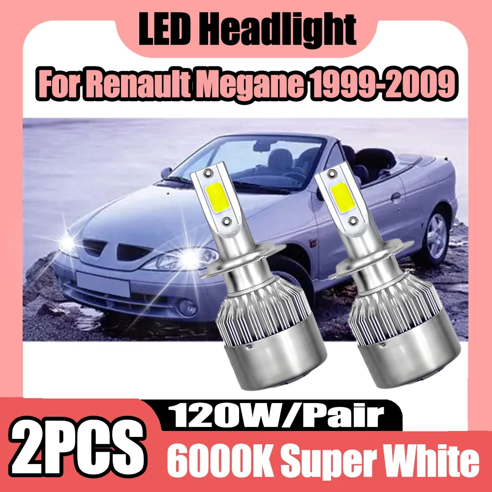 

2PCS Canbus No error 20000LM Truck Headlamp 120W High Power H7 LED Headlight Bulbs 12V 6000K White For Renault Megane 1999-2009