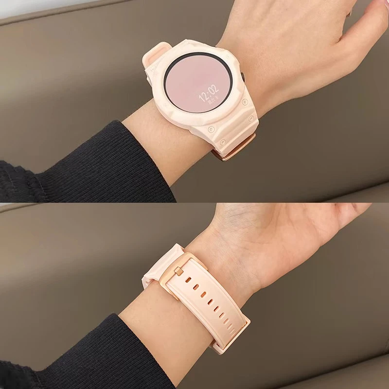 Nova pulseira de silicone + capa para pc para samsung galaxy watch 7/6/5/4 40mm 44mm mod kit para samsung smartwatch esporte loop band pulseira