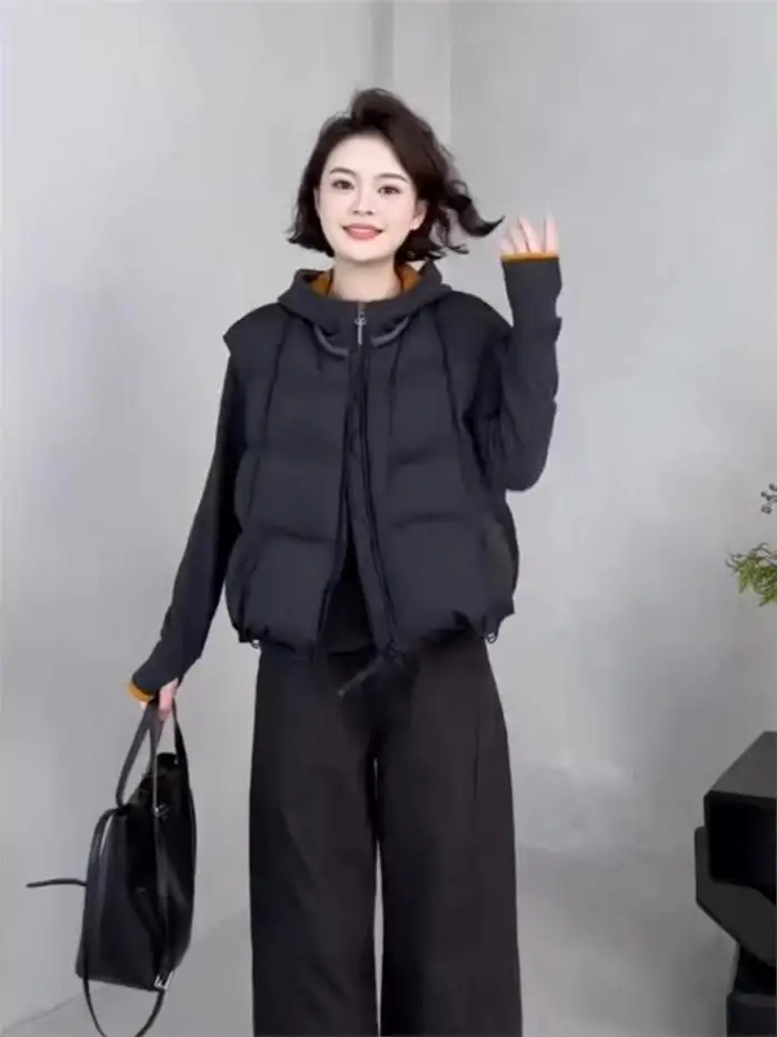 Stylish Short Women's down Vest White Duck Feather Small Size Jacket Outerwear Autumn Winter New Arrival Versatile Thick Warm