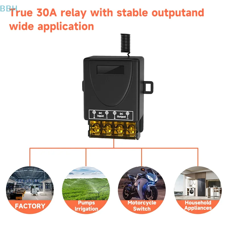 433MHz Water Heater Wireless Switch DC 6V 12V-72V 30A Relay Receiver Ceiling Fan Light Controller Module ON OFF Transmitter