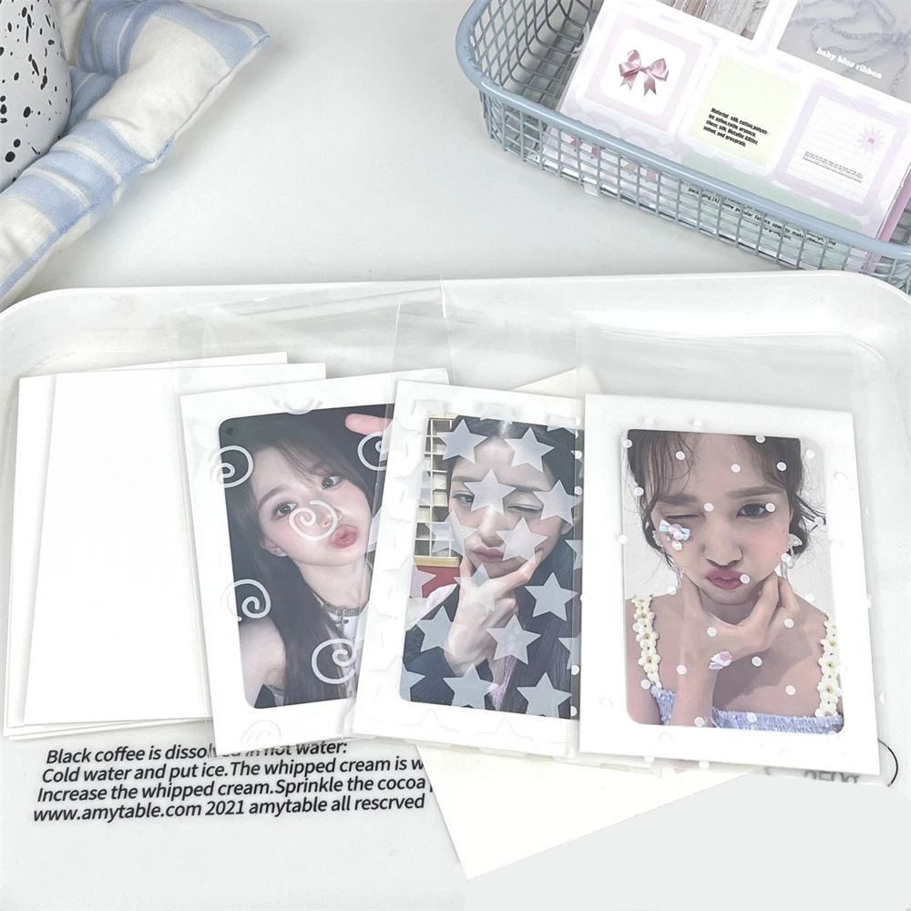 50Pcs/pack Transparent Self-adhesive Opp Bag INS Korean Idol Photo Cards Protective Sleeves Storage Bag Photocard Card Sleeves