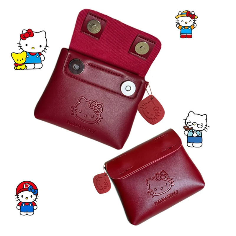 かわいいレザーレッドハローキティ財布日本の女の子原宿財布ミニ機内持ち込み財布誕生日プレゼント