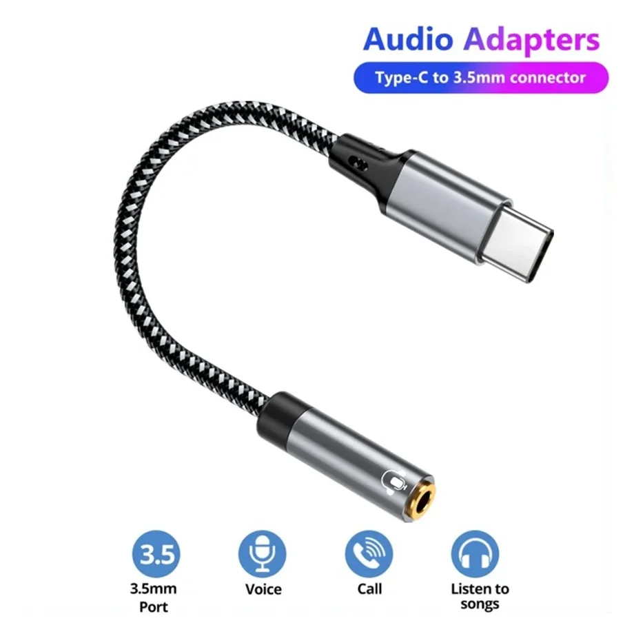 

USB Type C To 3.5mm Aux Adapter Type-c 3.5 Jack Audio Cable Earphone Cable Converter for Huawei P20 Samsung Galaxy S24 S23 Ultra