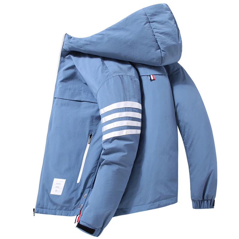 

Men's Winter Thiened Hooded down Jaet ort Youthful Printed White Du Feather Korean Sle Faionable Polyester Fiber