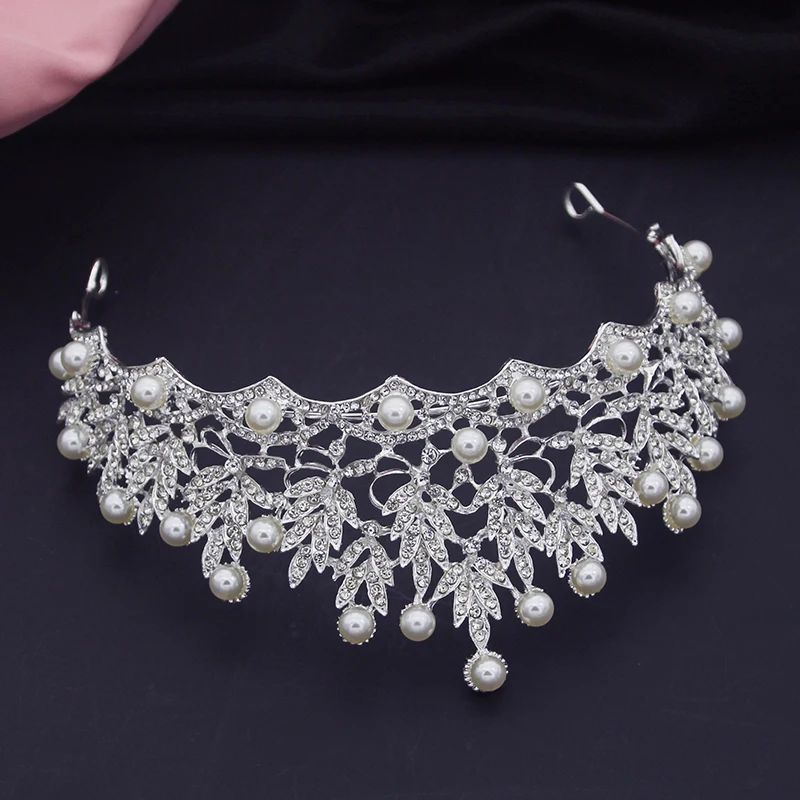 Luxury Pearls Bridal Jewelry Sets for Women Tiaras Bracelets Necklace Sets Wedding Crown Bride Jewelry Set Accessories