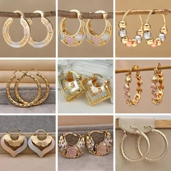 Vintage Court Style Creative Gold Geometric Round Earrings Women Exaggerated Color Clash Wedding Temperament Jewelry Accessories