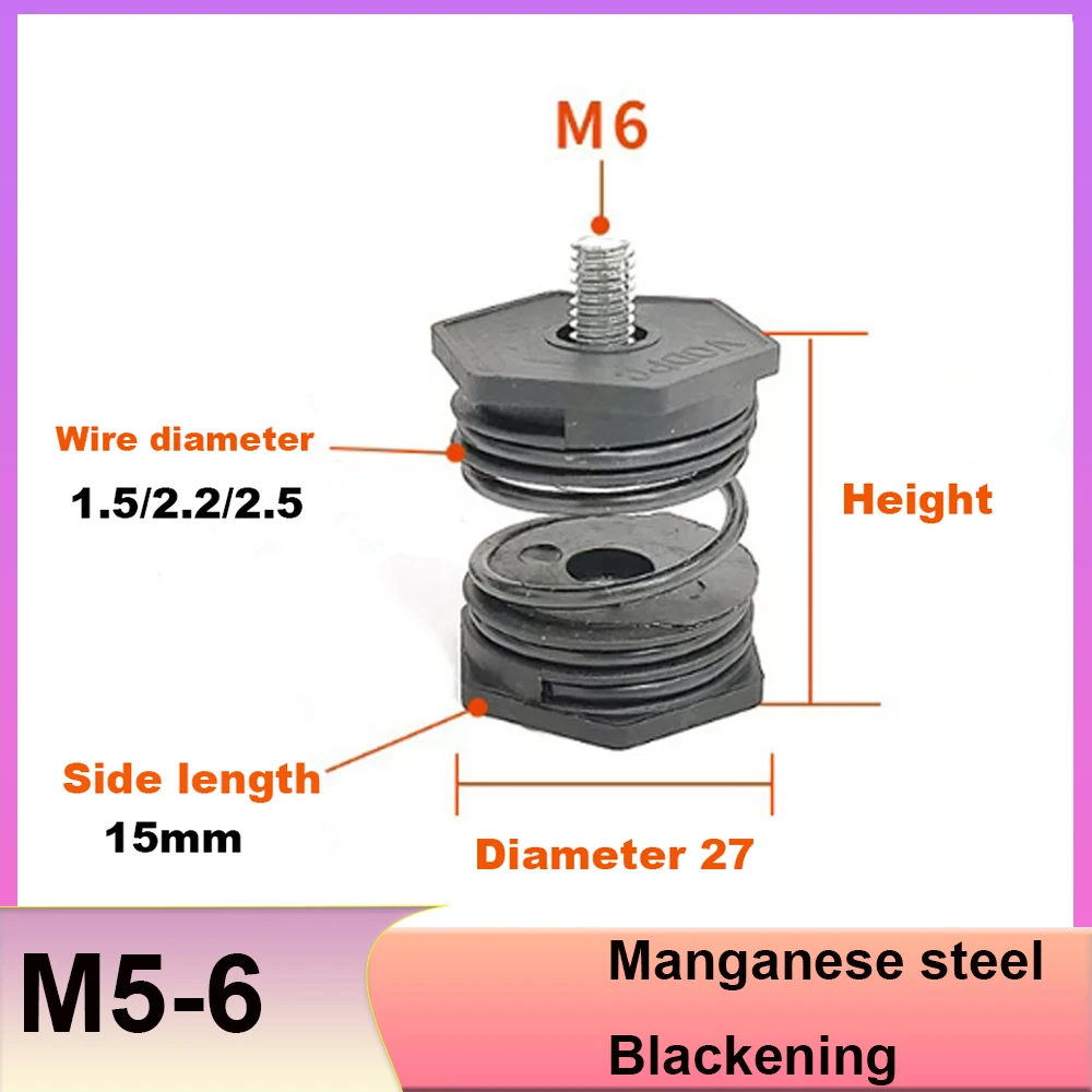 Manganese Steel Blackening M5-6 Vibration Damping Spring Seat Anti Silent Buffer for Air Pump Oxygen Compressor Accessories