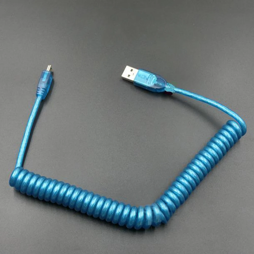 Micro Android Data Cable Spiral Wire Mechanical Keyboard Mini USB Cable Magnetic Ring Shield Braid 15CM Blue Stretch Wire