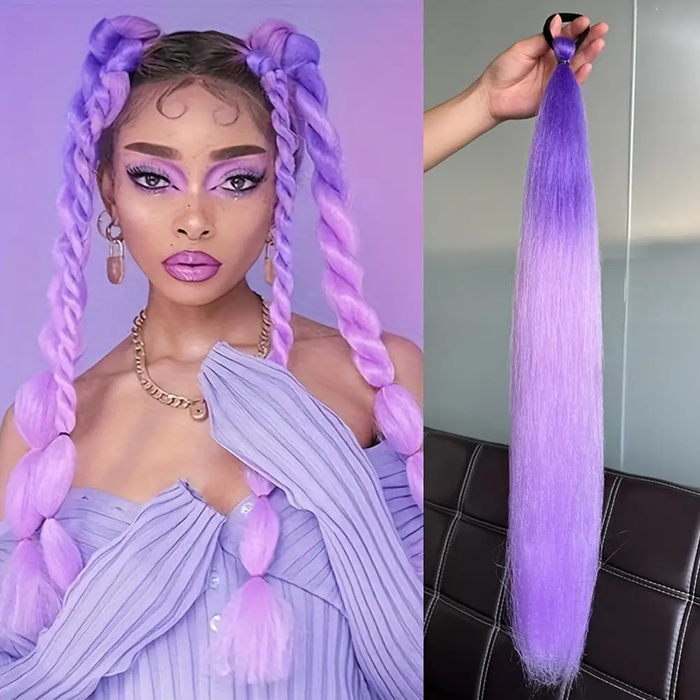 

Красочные синтетические парики Kpop Demon Hunter вечерние аксессуары для волос DIY плетеный хвост фиолетовые аксессуары для волос на Хэллоуин