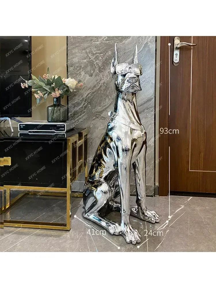 Light Luxury Doberman Dog 70/90/100CM Living Room Ornaments Nordic Floor Decoration Beside TV Cabinet Landing Sculpture