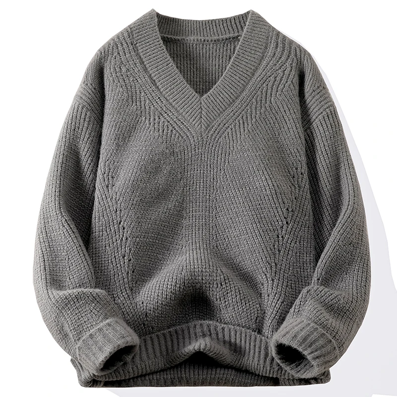 All Solid Color V-neck Sweater Thick Warm Fashion Trend Crisp Shape Tall Thin Quality Fabric Comfortable Skin Breathable Wear