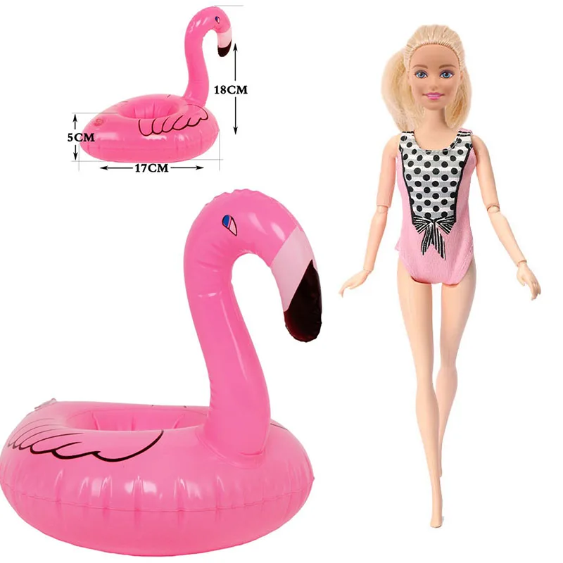 Anneau de natation en forme d'animal flamant rose, bouée de sauvetage, maison de courses 1:6, accessoires de beurre Barbies, article l'inventaire, 1/12 Kelly Butter, cadeaux, 30cm