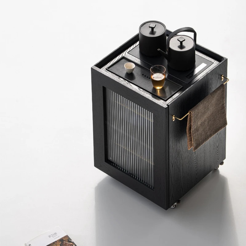 

Чайный шкаф из ясеня в стиле ваби-саби, многофункциональный журнальный столик для дома, передвижной приставной столик для чая, чайный столик