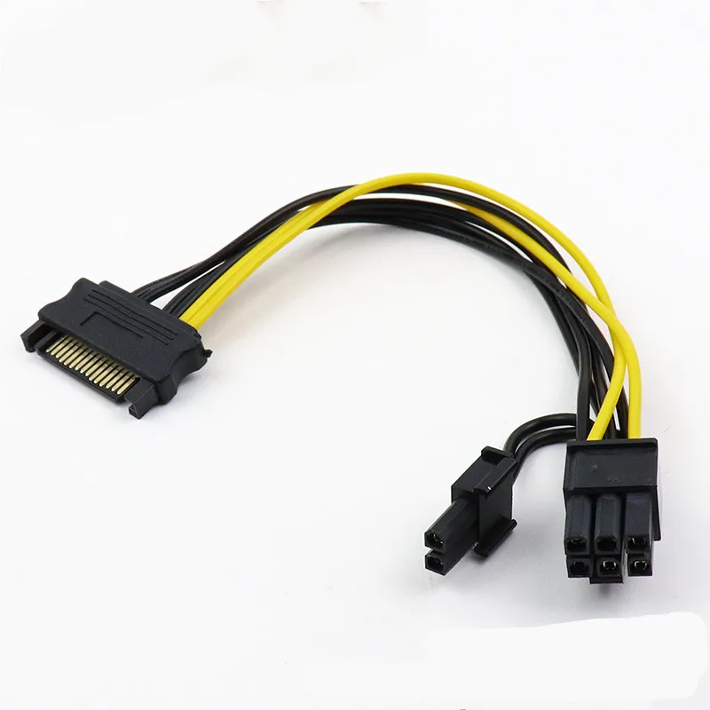 15 Pin SATA Male To 8pin(6+2) PCI-E Male Video Card Power Supply Adapter Data Cables SATA To PCI Express Power Adapter Cable