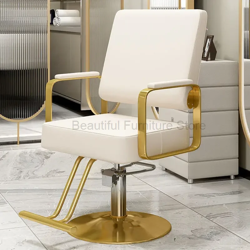 

Golden Professional Barber Chairs Rotating Pedicure Stylist Hairdressing Chairs Luxury Coiffeur Stuhl Salon Furniture MQ50BC