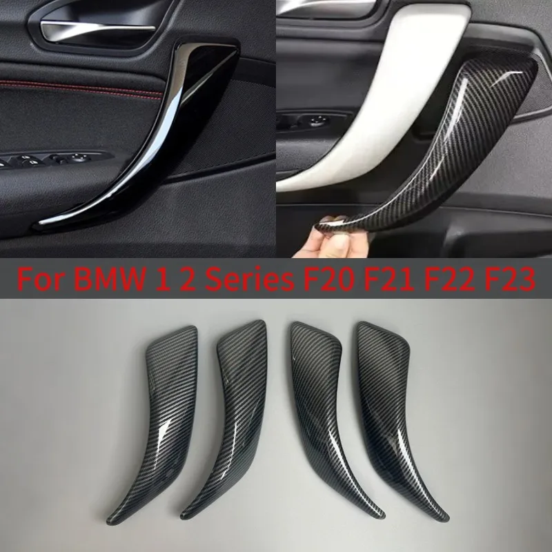 Gloss Black Carbon Fiber Door Pull Handle Trim Cover For BMW 1 2 Series F20 F21 F22 F23 2012-2018 Interior Door Panel LHD RHD