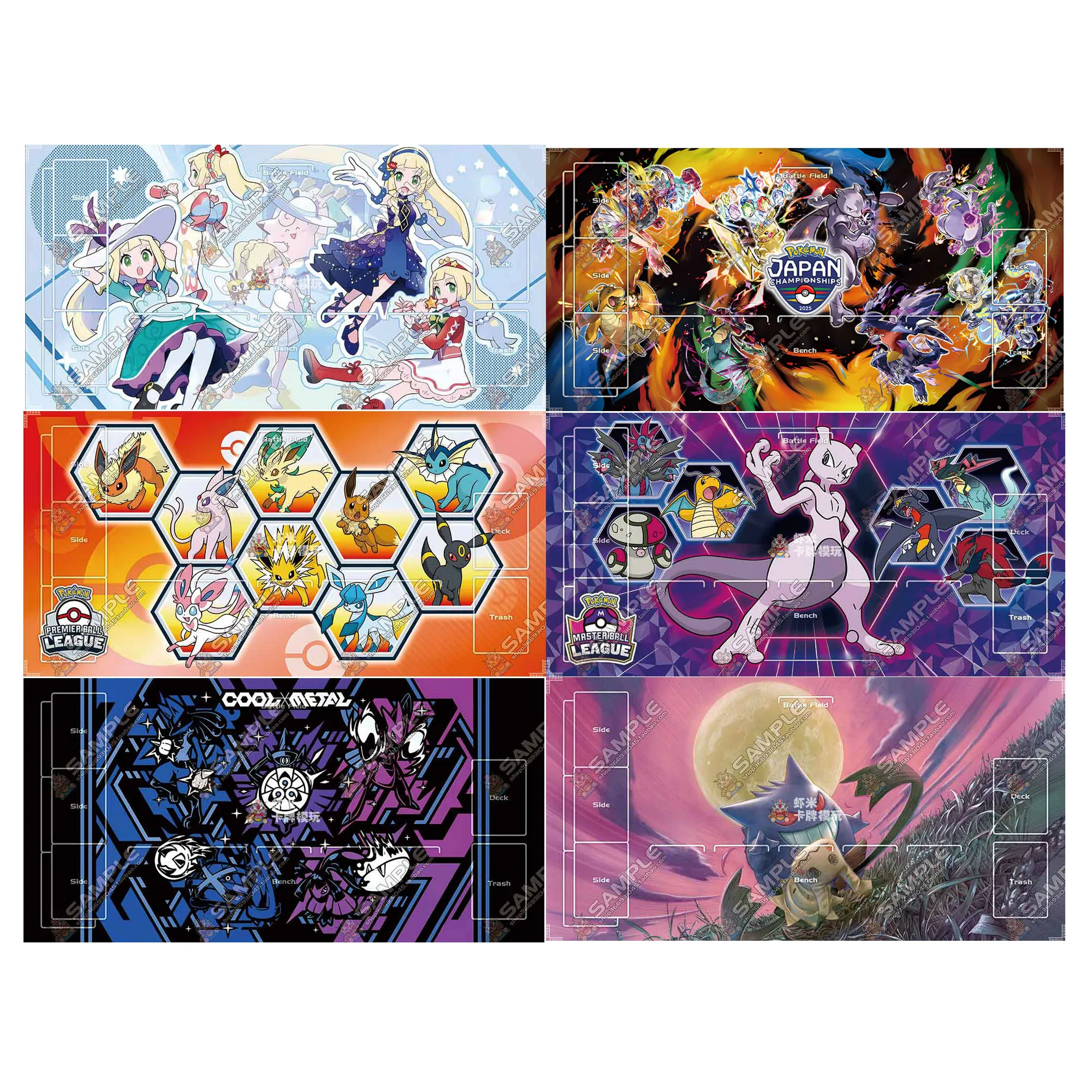 

600X350X2Mm Diy Ptcg Lillie Card Battle Mat Ptcg Mewtwo Eevee Single Player Board Game Card Duel Plate Battle Mat Gift Toys