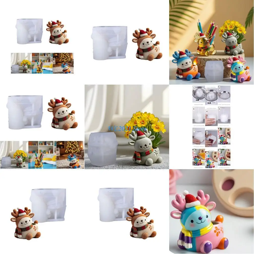 

G5GC Flexible Deer Silicone Mold Silicone Texture for Handmade Resin Flowerpot