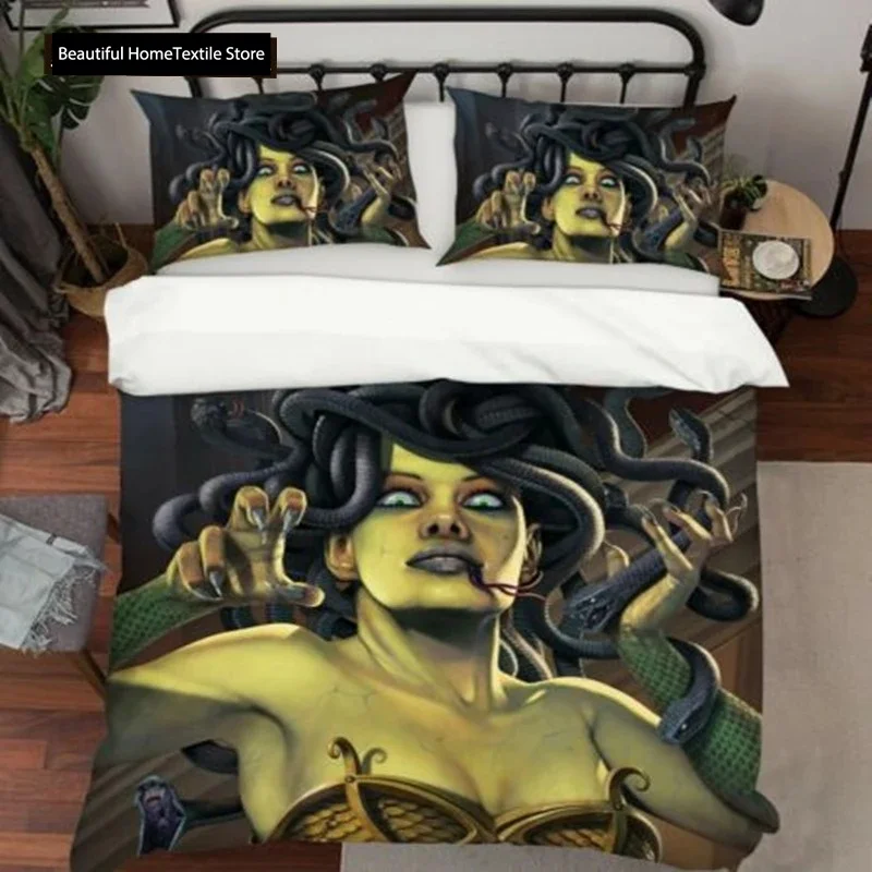 Wonderful Medusa In Myth 3D Duvet Cover Set Greek Mythology Figurine Medusa Themed Bedding Sets Full Queen Size Comforter Cover