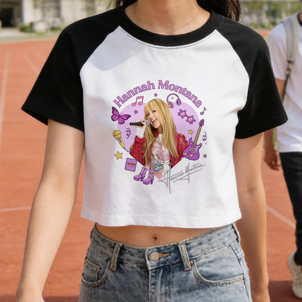 Hannah Montana Crop-Top Teenager lustig 2000er Manga günstige Tops T-Shirts Gothic 2000er Party Grunge Y2K – Detail 1