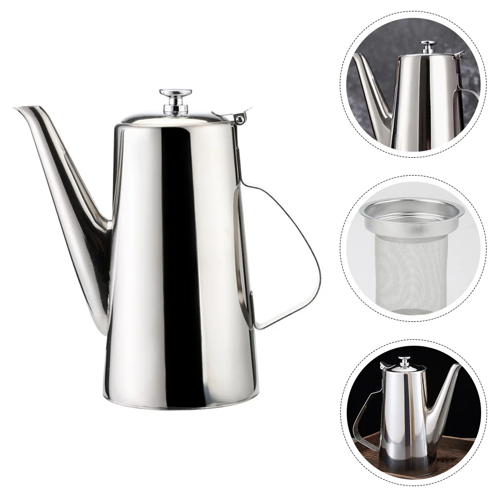 Pink Water Bottles Stainless Steel Kettle Handheld Stovetop Handle Filter Coffee Jug Household Oil Pot Silver Child