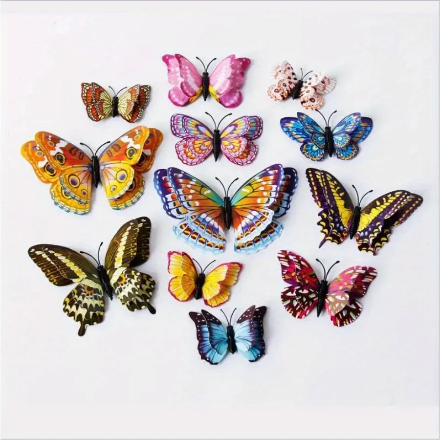 3D Luminous Butterfly Frigorífico Ímãs, Decal Arte Adesivos, Sala Magnetic Home Decor, DIY Decoração Da Parede, mais novo, 12Pcs