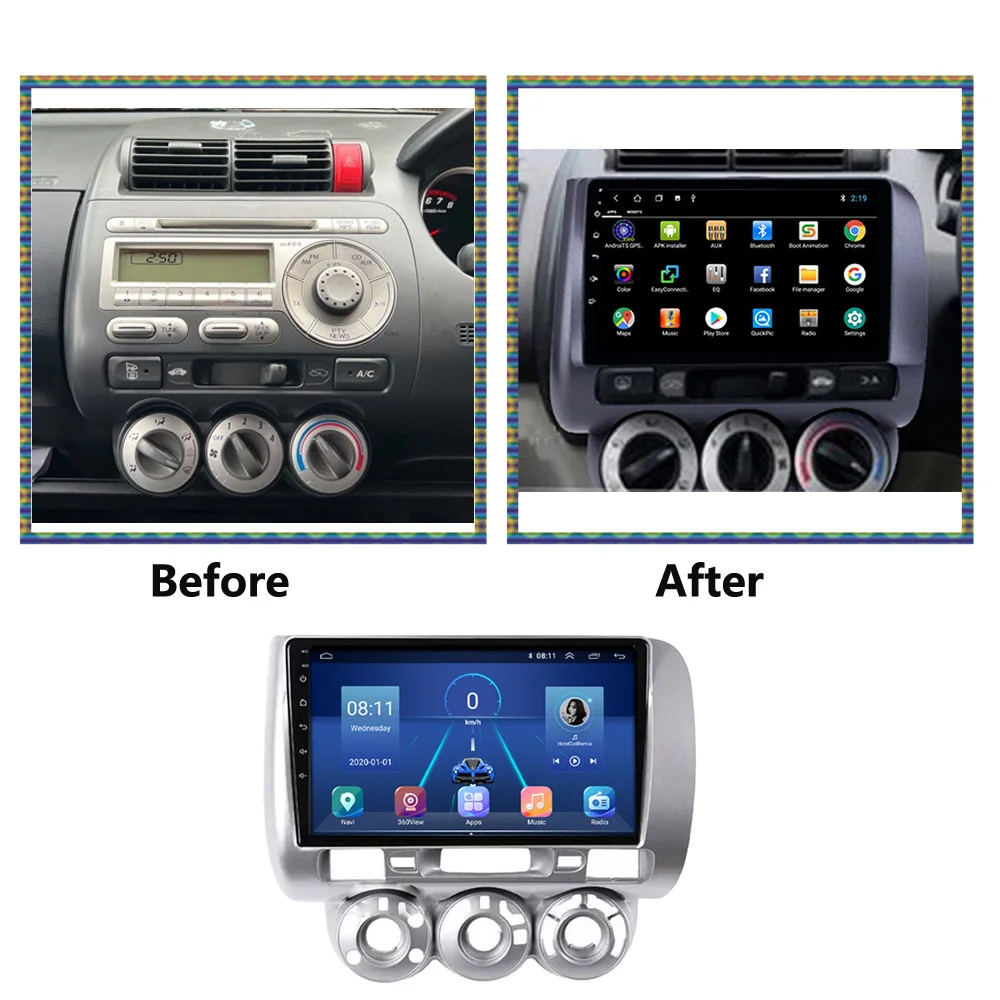 Car Radio For Honda Jazz Fit 2004 - 2007 Right Hand Drive Android 13 Multimedia Video Player GPS Nagation No DVD 8-Core 4G+WIFI