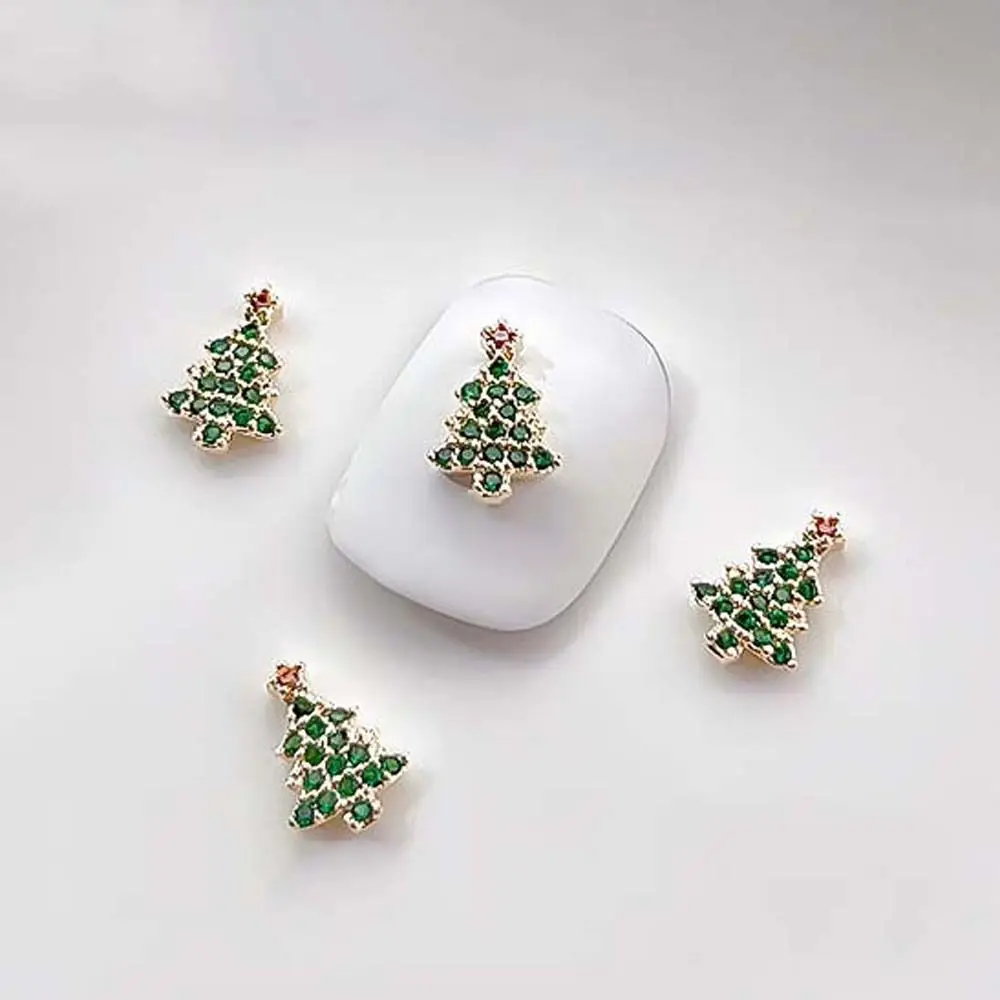 شجرة عيد الميلاد الزركون مسمار زخرفة ندفة الثلج مسمار الراين عيد الميلاد مسمار زينة ثلاثية الأبعاد مجوهرات الأظافر عيد الميلاد مسمار التدريبات