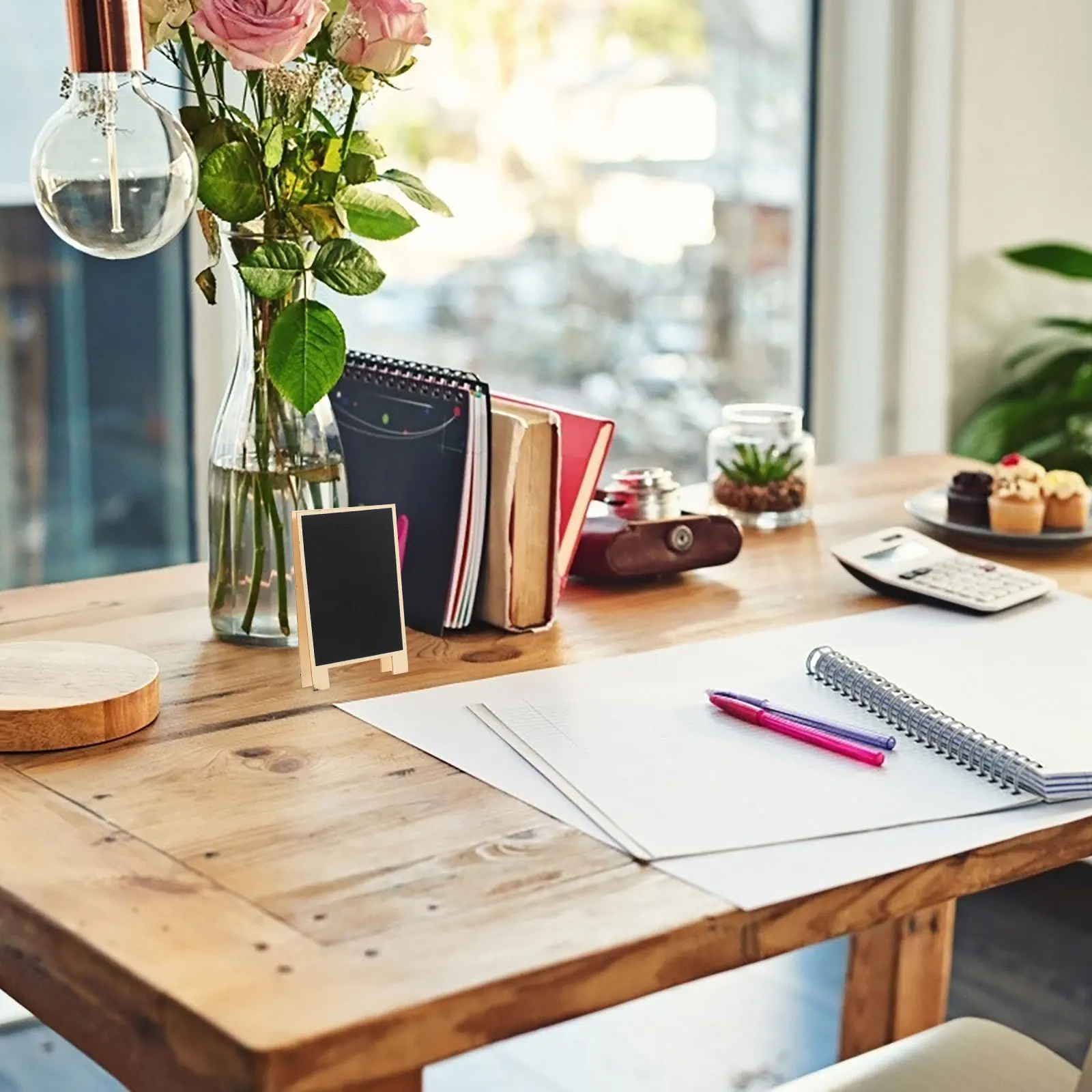 6pcs Mini Chalkboard Wooden Message Board Tabletop Sign Small Blackboard Erasable For Home Office Hotel Wedding Party Use