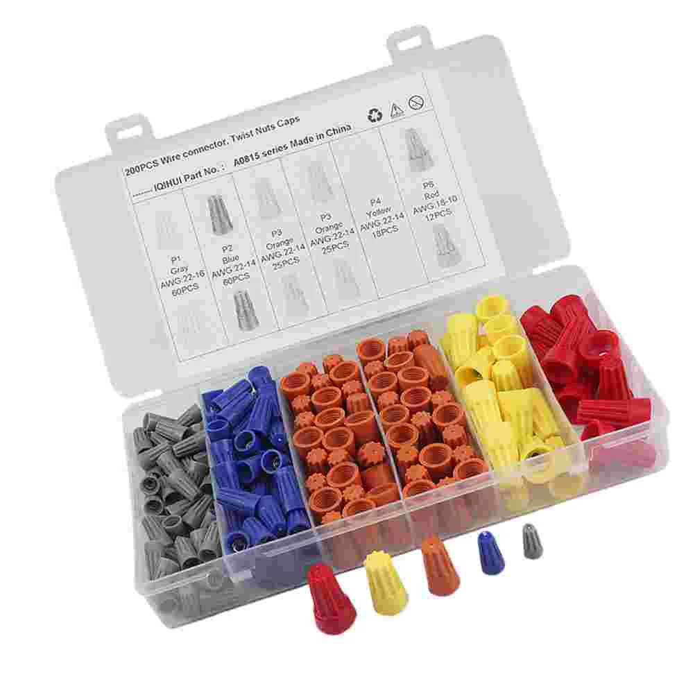 

200 Pcs Crimp Terminal Connector Tool Kit Electrical Insulated Connectors Cable Lugs Set Crimping Cap