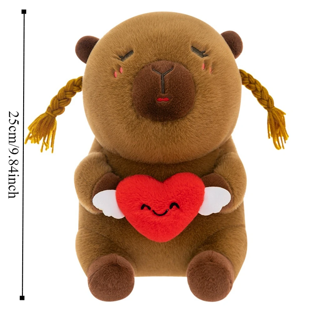 Belle coeur d'amour Capybara peluche jouet tressé moelleux Capybara coton poupée marron doux Capybara peluche poupée chambre décor